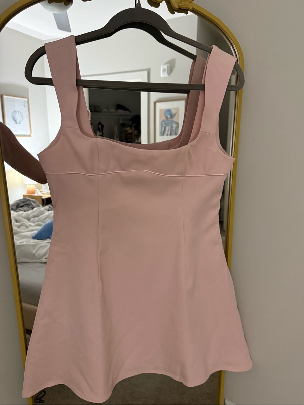 NWT Peppermayo Blush Pink Square-Neck Mini Dress Size L or 8